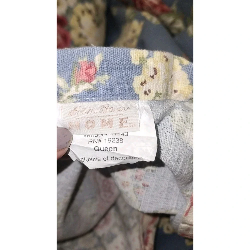 Vtg 3PC Eddie Bauer Home Queen Duvet Set Euro Shams Shabby Cottagecore Floral Ro